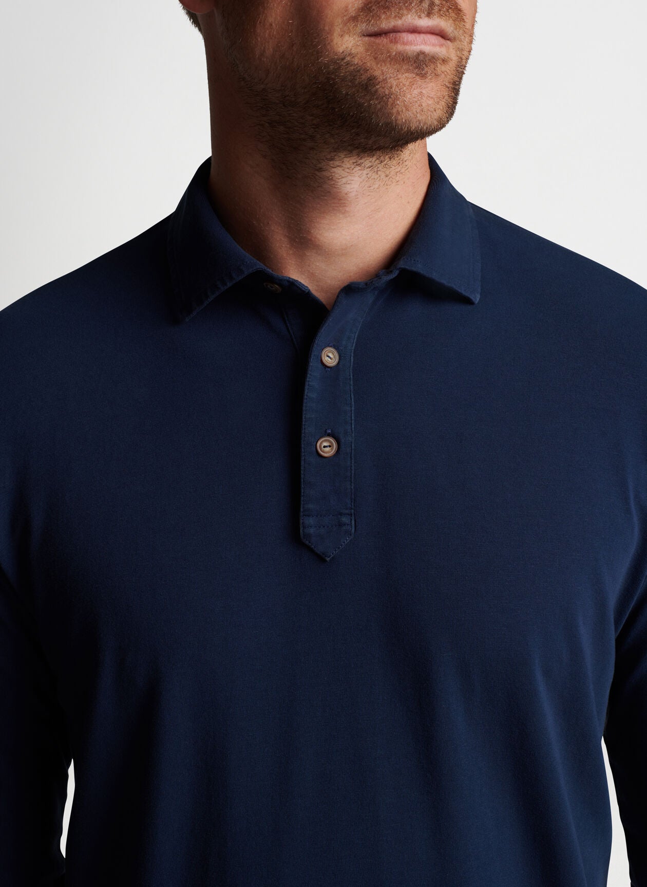 Peter Millar Lava Wash Long Sleeve Polo - Navy