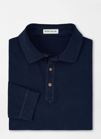 Peter Millar Lava Wash Long Sleeve Polo - Navy