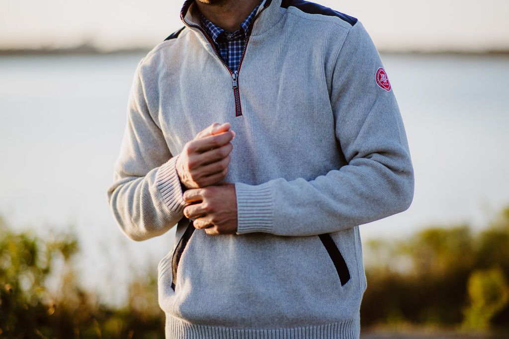 Holebrook Gregor Wind Proof 1/4 Zip Sweater - Lt Grey