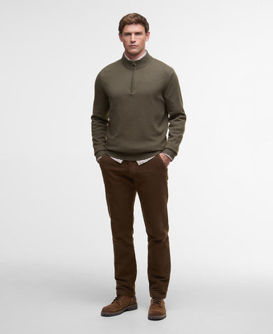 Barbour Kelson Half Zip Knitted Jumper - Olive