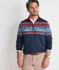 Vineyard Vines Fishing Fairisle 1/4 Zip Sweater - Nautical Navy
