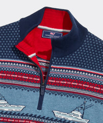 Vineyard Vines Fishing Fairisle 1/4 Zip Sweater - Nautical Navy