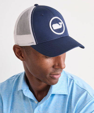 Vineyard Vines Whale Dot Trucker Hat - Blue Blazer