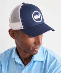 Vineyard Vines Whale Dot Trucker Hat - Blue Blazer