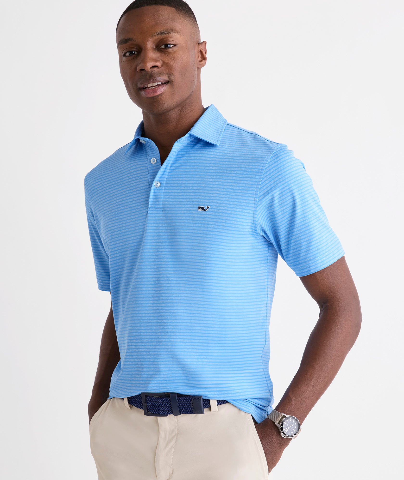 Vineyard Vines Bradley Stripe Sankaty Polo - Blue/Ocean Breeze