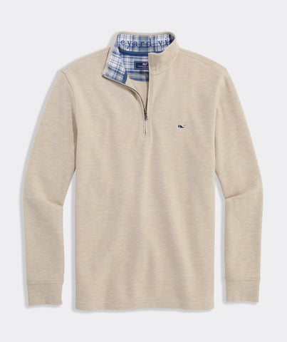 Vineyard Vines Plaid Saltwater 1/4 Zip - Stone