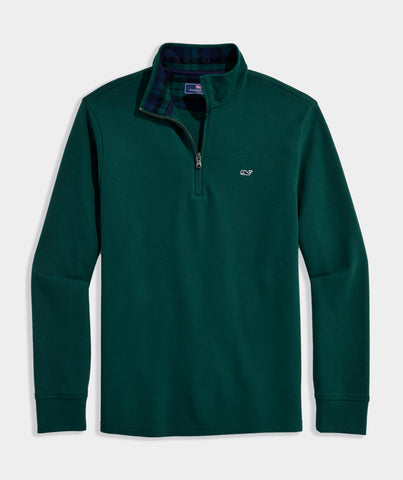 Vineyard Vines Plaid Saltwater 1/4 Zip - Charleston Green