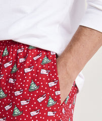 Vineyard Vines Flannel Lounge Pant - Santa Whale Red