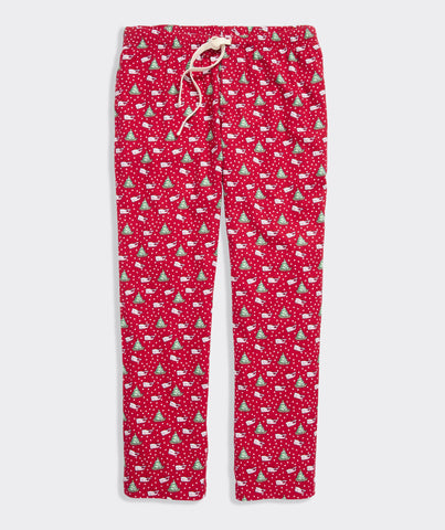 Vineyard Vines Flannel Lounge Pant - Santa Whale Red
