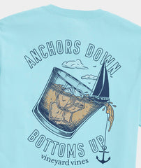 Vineyard Vines Anchors Down Bottoms Up SS Tee - Aqua Haze