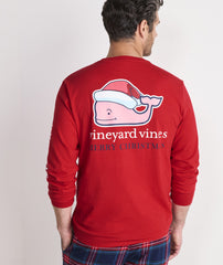 Vineyard Vines Santa Whale Long Sleeve Tee - Nautical Navy