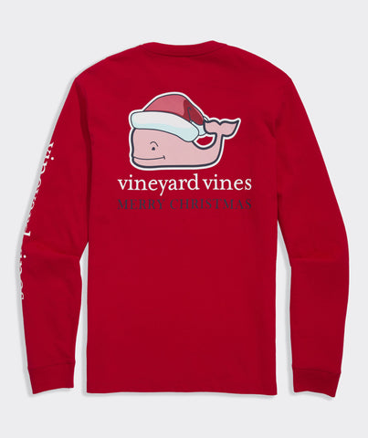 Vineyard Vines Santa Whale Long Sleeve Tee - Nautical Navy