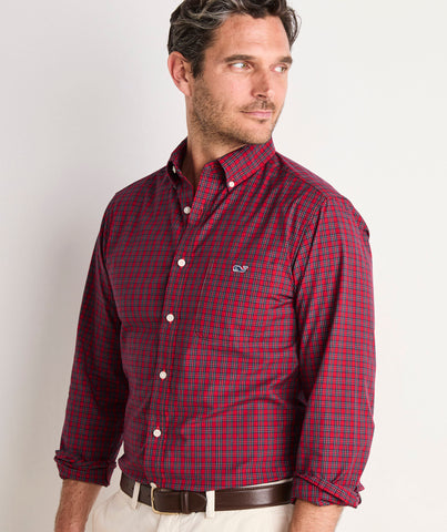 Vineyard Vines Tartan Stretch Poplin Shirt - Red Velvet Plaid