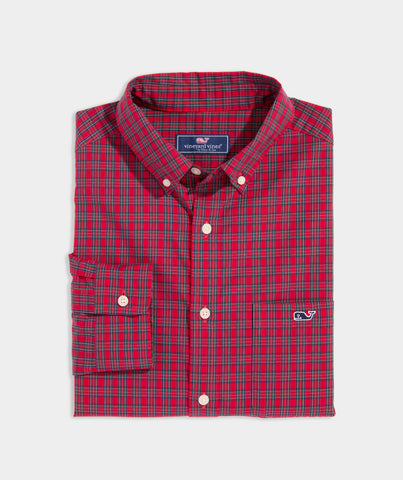 Vineyard Vines Tartan Stretch Poplin Shirt - Red Velvet Plaid