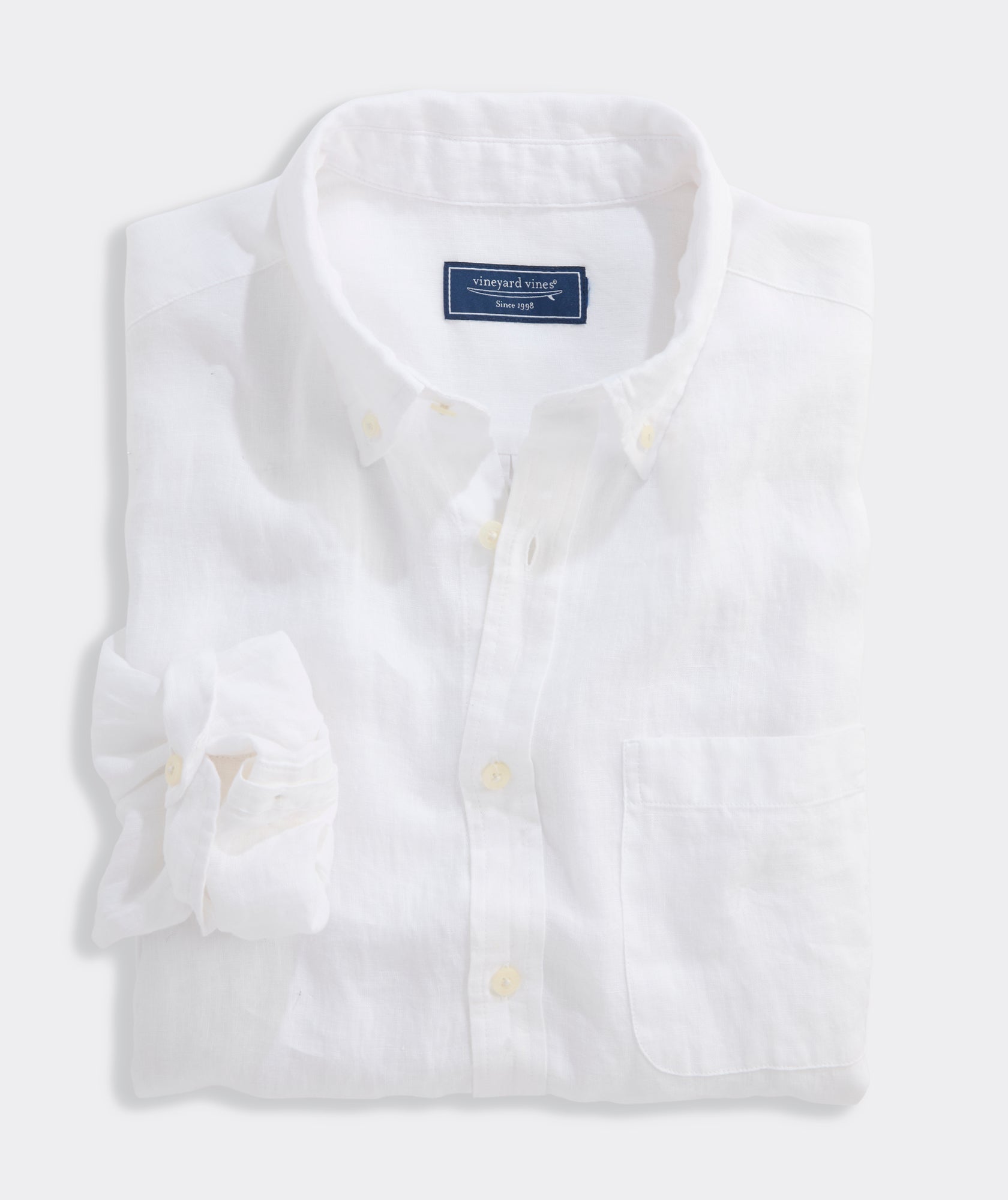 Vineyard Vines Solid Linen Shirt - White Cap