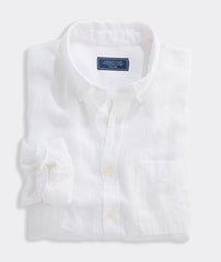 Vineyard Vines Solid Linen Shirt - White Cap