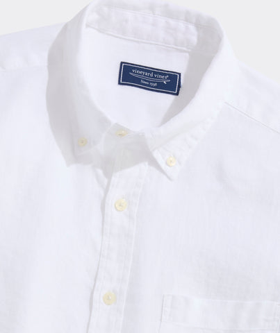 Vineyard Vines Solid Linen Shirt - White Cap