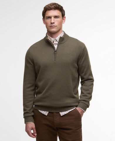 Barbour Kelson Half Zip Knitted Jumper - Olive