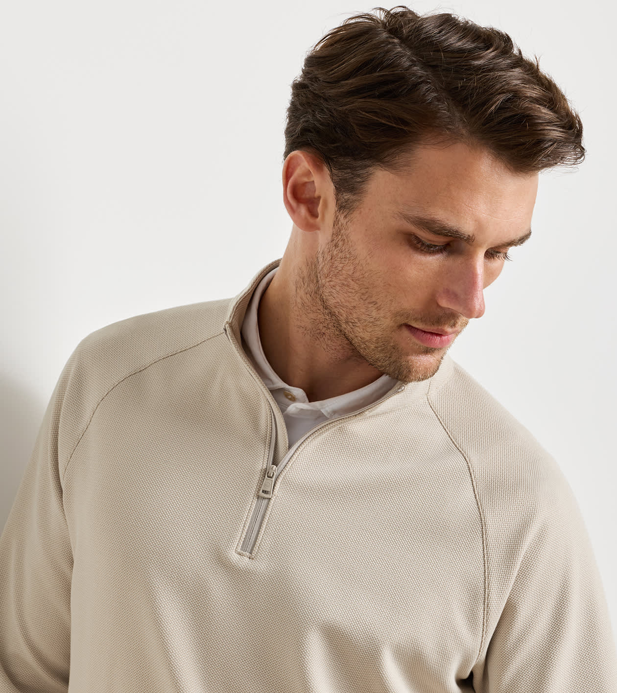 Peter Millar Cradle Pique Performance 1/4 Zip - Khaki