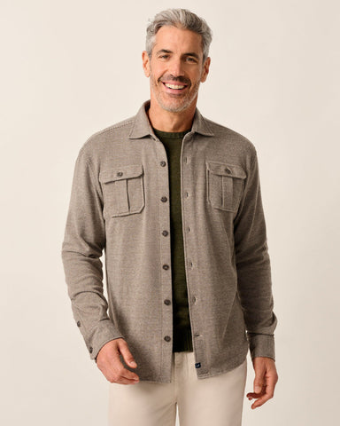 Johnnie-O Carl Stretch Knit Flannel Lodge Shirt - Havana