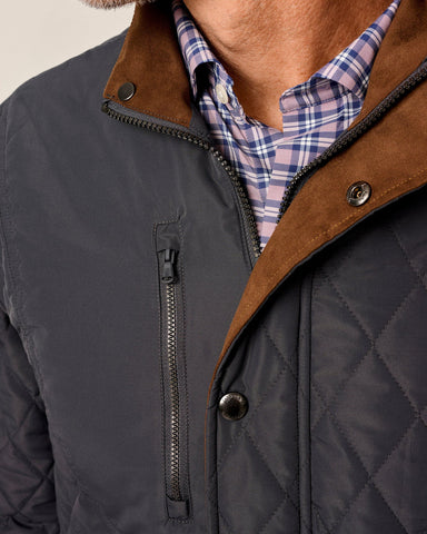 Johnnie-O Juno Quilted Snap Jacket - Dark Grey