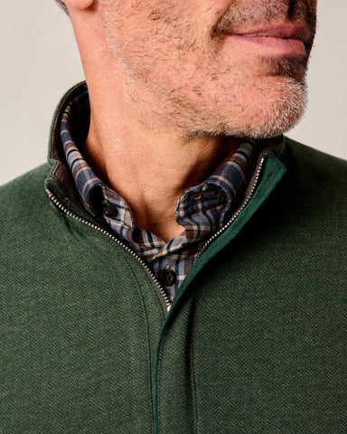 Johnnie-O Rubin Herringbone Cashmere Blend 1/4 Zip - Moss