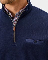 Johnnie-O Flame Stitch Zip - Navy