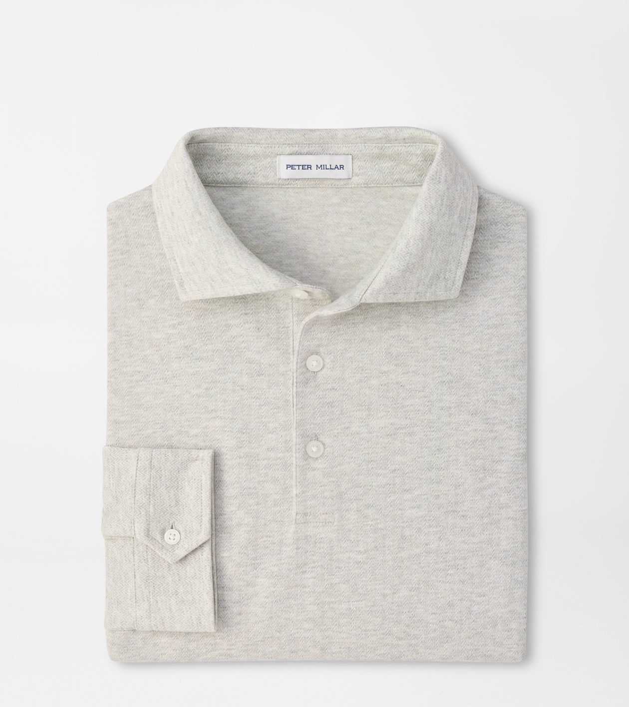Peter Millar Herringbone Long Sleeve Polo - Gale