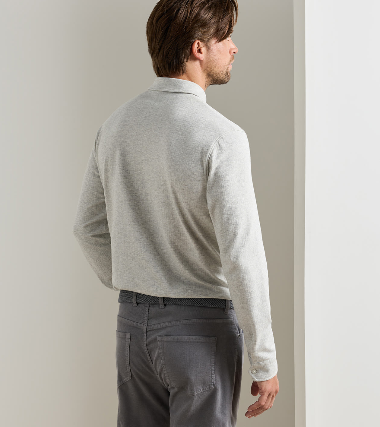 Peter Millar Herringbone Long Sleeve Polo - Gale