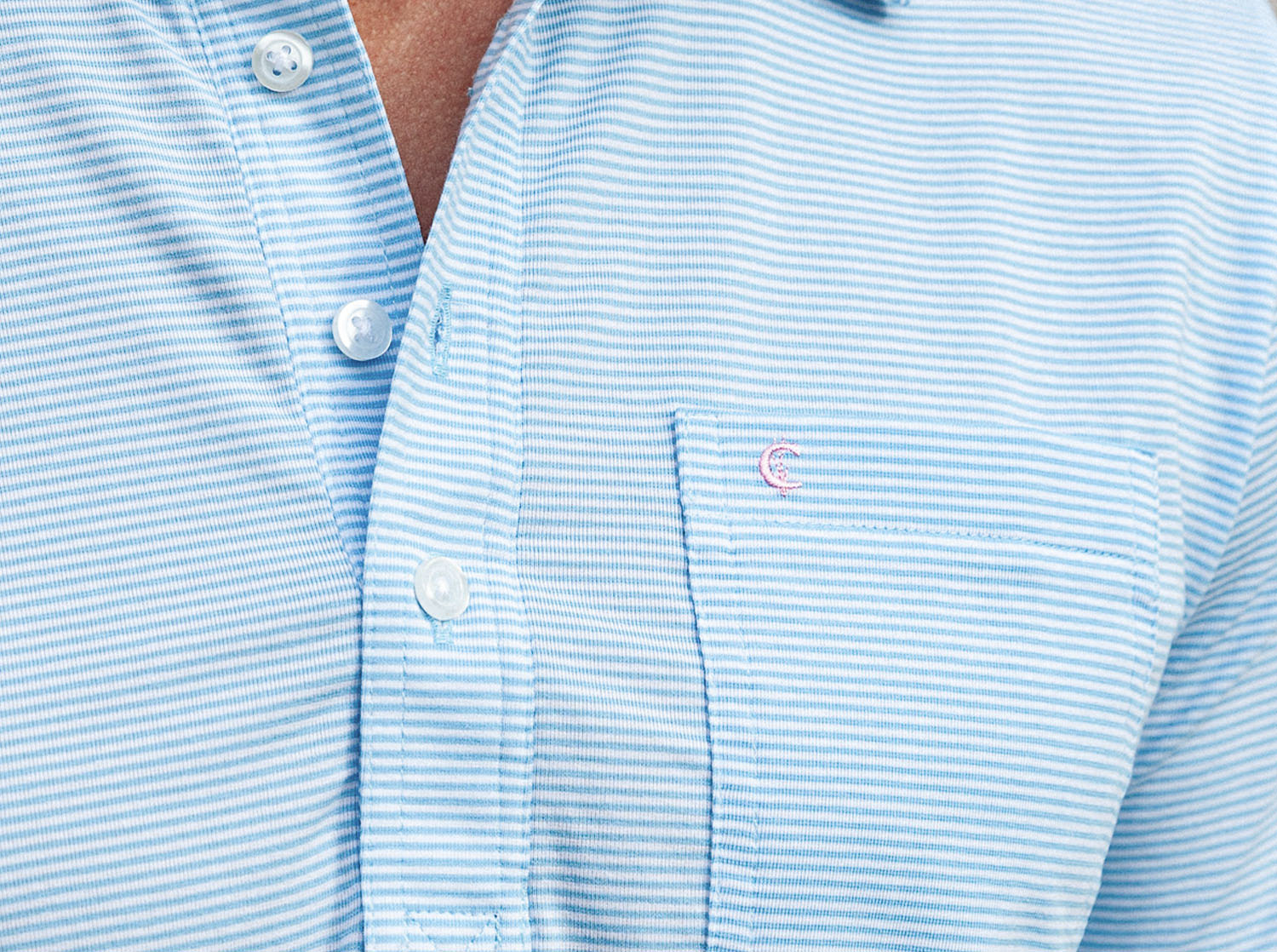 Criquet Performance Players Shirt - Hobby Stripe Light Blue