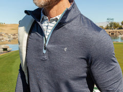 Criquet Feather Performance Pullover - Heather Navy