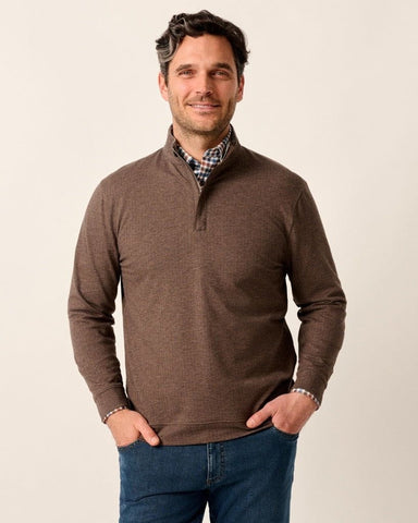 Johnnie-O Rubin Herringbone Cashmere Blend 1/4 Zip - Bison