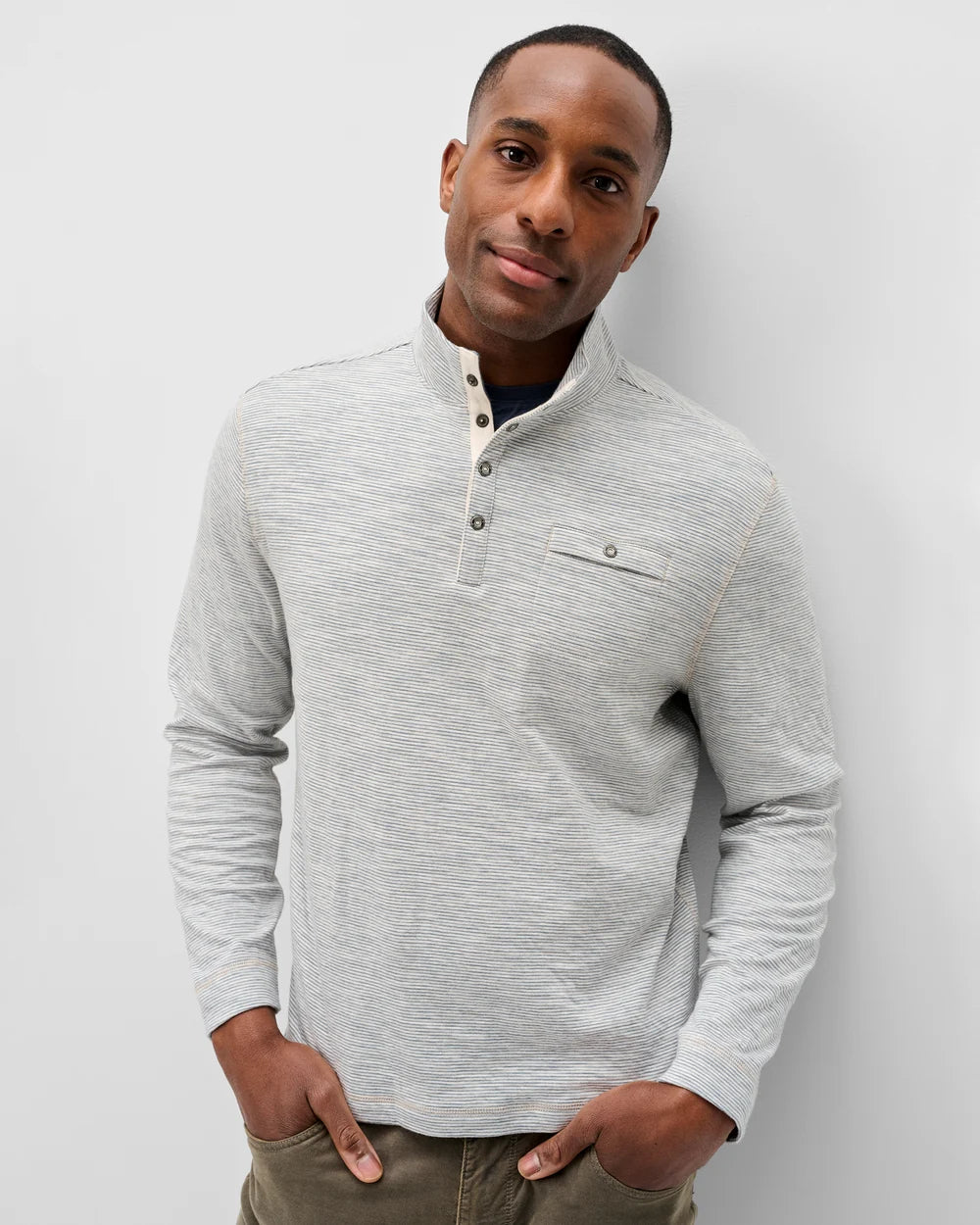 Johnnie-O Cove Stripe Henley - Cream
