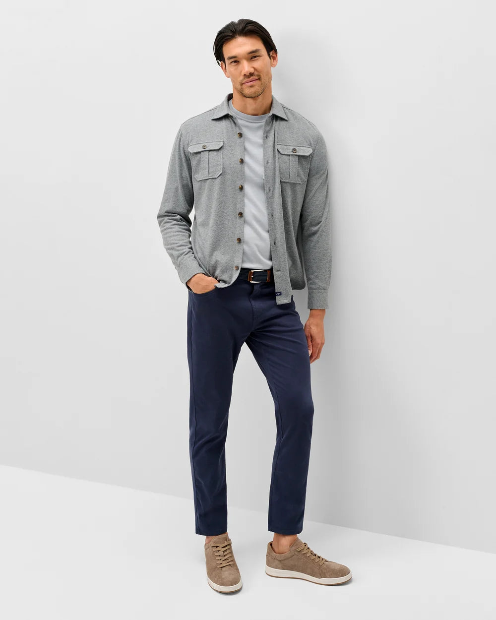 Johnnie-O Lodge Shirt - Sequoia Twill Solid - Light Grey