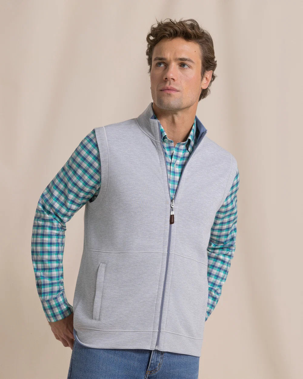 Southern Tide Light Weight Knit Reversible Vest - Anchor Grey