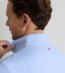 Peter Millar Perth Sugar Stripe Performance 1/4 Zip - Cottage Blue/White