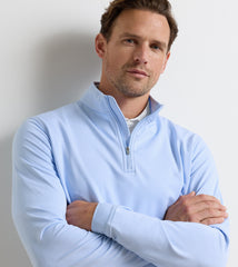 Peter Millar Perth Sugar Stripe Performance 1/4 Zip - Cottage Blue/White