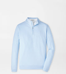 Peter Millar Perth Sugar Stripe Performance 1/4 Zip - Cottage Blue/White