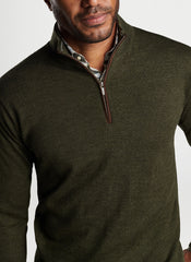 Peter Millar Autumn Crest Suede Trim 1/4 Zip - Juniper