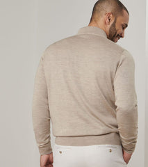 Peter Millar Autumn Crest Suede Trim 1/4 Zip - Light Elm