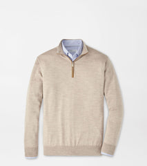 Peter Millar Autumn Crest Suede Trim 1/4 Zip - Light Elm
