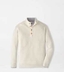 Peter Millar Brant Button Mock Sweater - Winter Ivory
