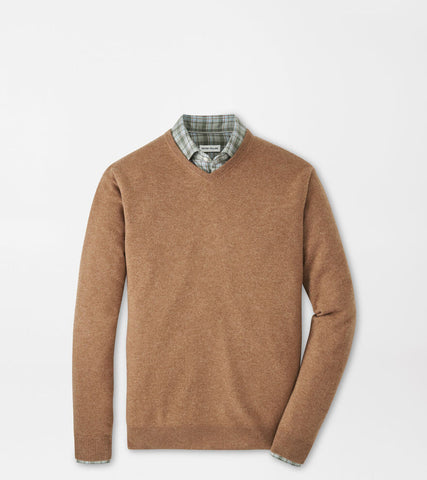 Peter Millar Crown Heritage Cashmere V-Neck Sweater - British Tan
