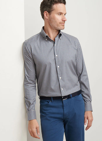 Peter Millar Conway Crown Lite Cotton Stretch Sport Shirt - Poplar Brown