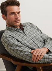 Peter Millar Whitecap Performance Flannel Sport Shirt - Basil