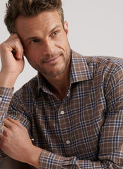 Peter Millar Big Bear Performance Flannel Sport Shirt - Poplar Brown