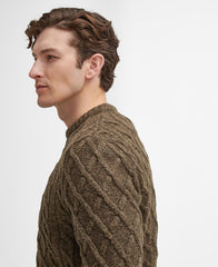 Barbour Stowford Cable Crew Neck Sweater - Olive Mix