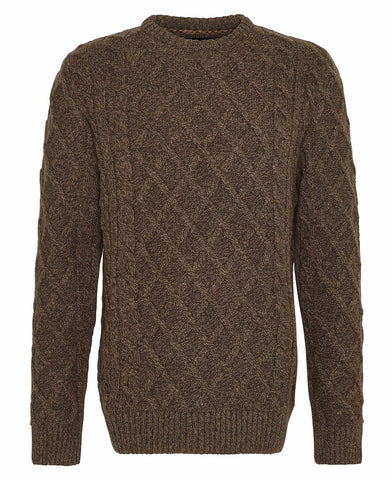 Barbour Stowford Cable Crew Neck Sweater - Olive Mix