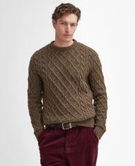 Barbour Stowford Cable Crew Neck Sweater - Olive Mix