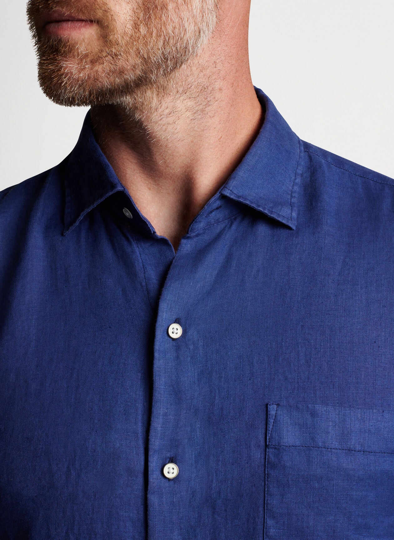 Peter Millar Coastal Garment Dyed Linen Sport Shirt - Navy